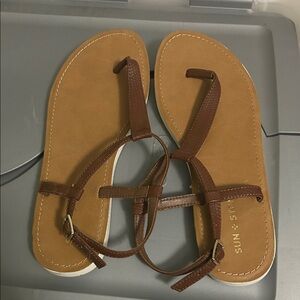 Sun + Stone Brown Strappy Sandals